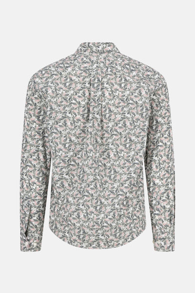 Chemise à manches longues multicolore de FYNCH-HATTON avec un motif de feuilles all-over, vue de dos.
