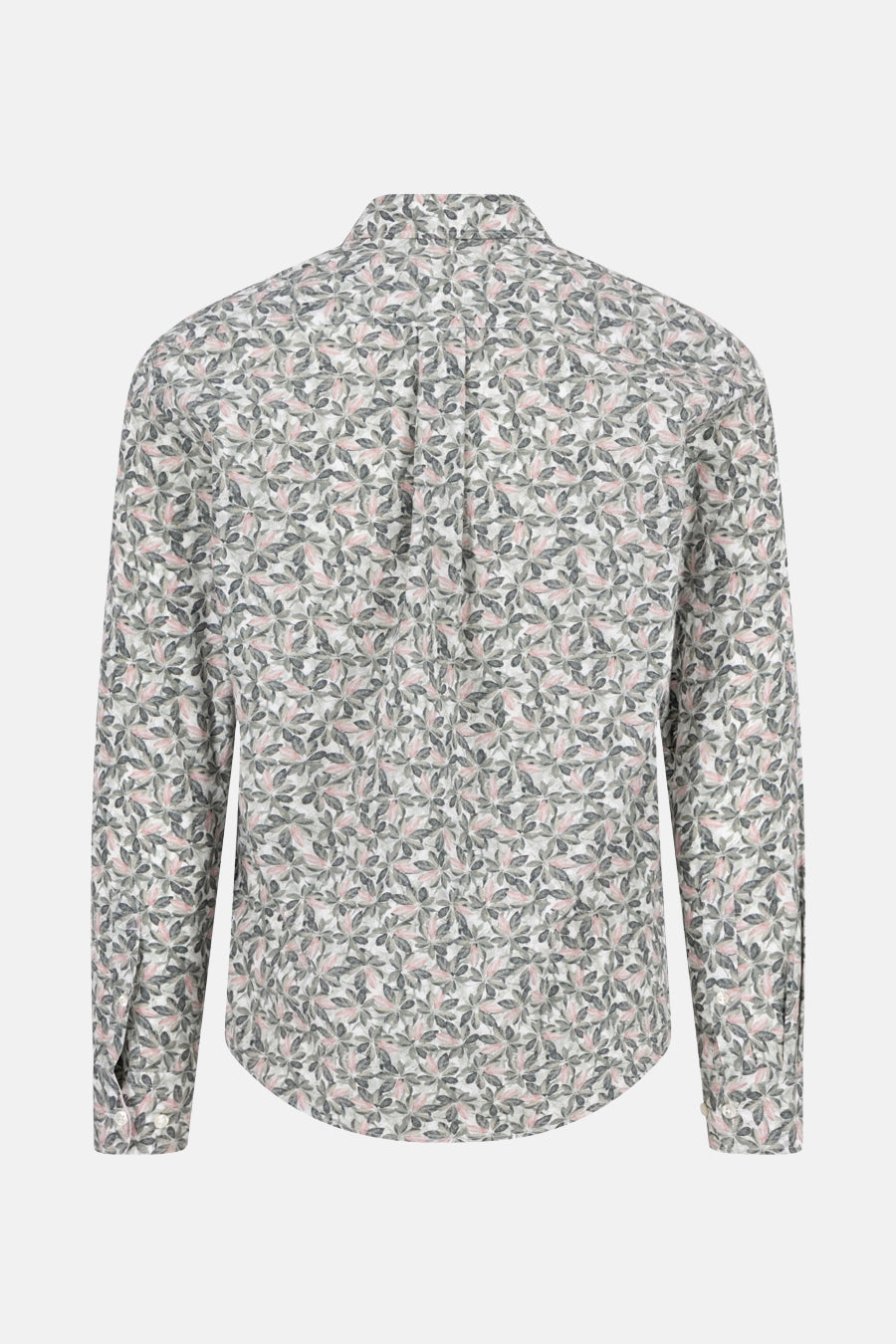 Chemise à manches longues multicolore de FYNCH-HATTON avec un motif de feuilles all-over, vue de dos.