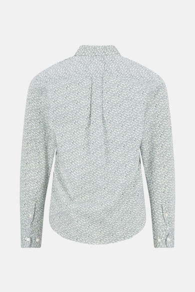 Chemise à manches longues verte de FYNCH-HATTON, à motif floral sur fond blanc, vue de dos.