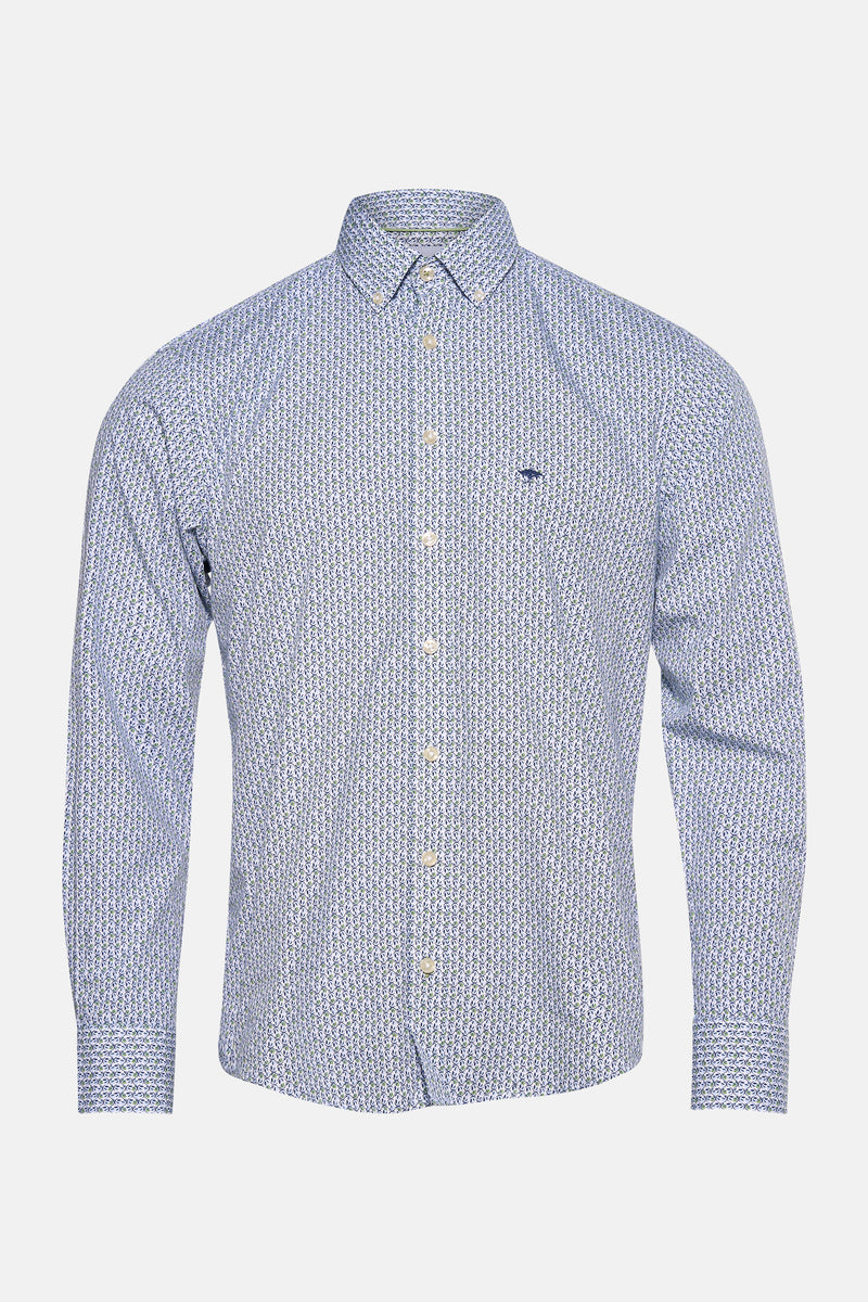 Chemise à manches longues multicolore de FYNCH-HATTON avec motif fleuri subtil et logo brodé.
