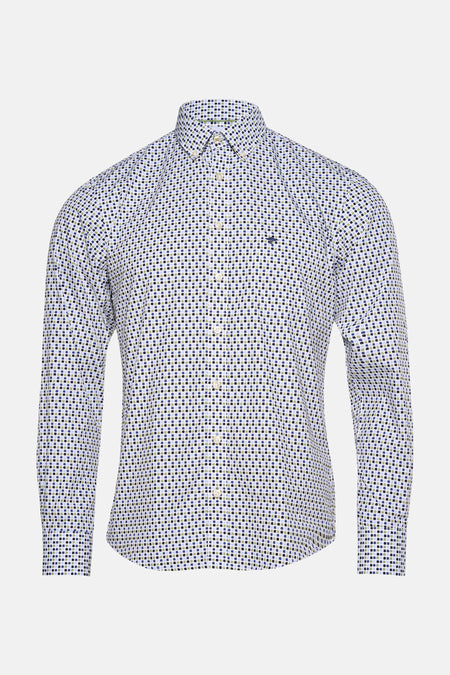 Multikleurig overhemd met lange mouwen van FYNCH-HATTON met stippenpatroon en geborduurd logo op de zak.