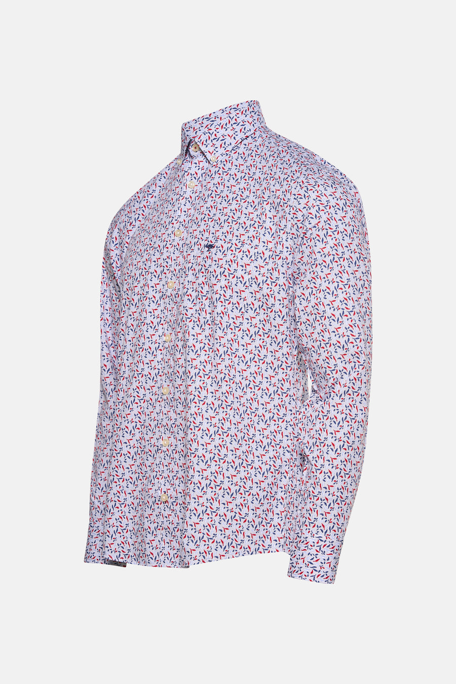 Chemise à manches longues rouge de FYNCH-HATTON, avec un motif à feuilles bicolores.