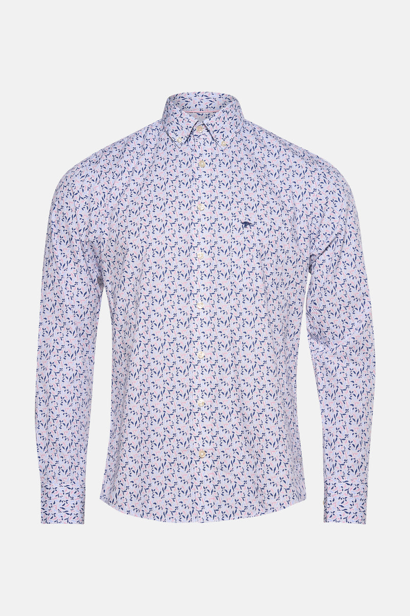 Multikleuren overhemd met lange mouwen van FYNCH-HATTON met bloemenpatroon en strepen.
