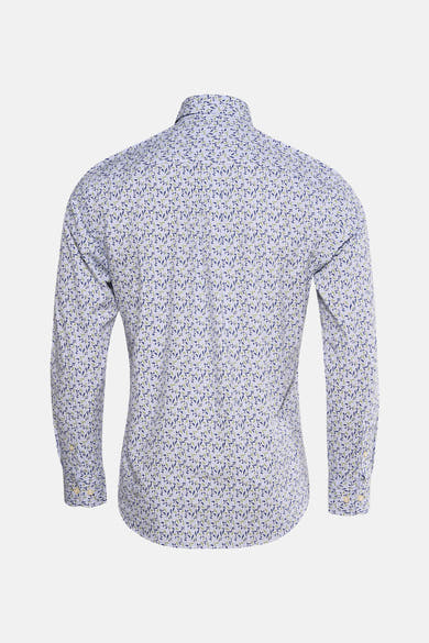 Chemise à manches longues verte de FYNCH-HATTON avec un motif à feuilles et des rayures.