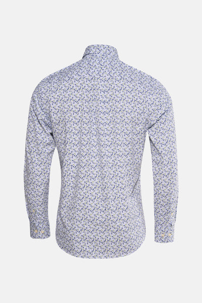 Chemise à manches longues verte de FYNCH-HATTON avec un motif à feuilles et des rayures.