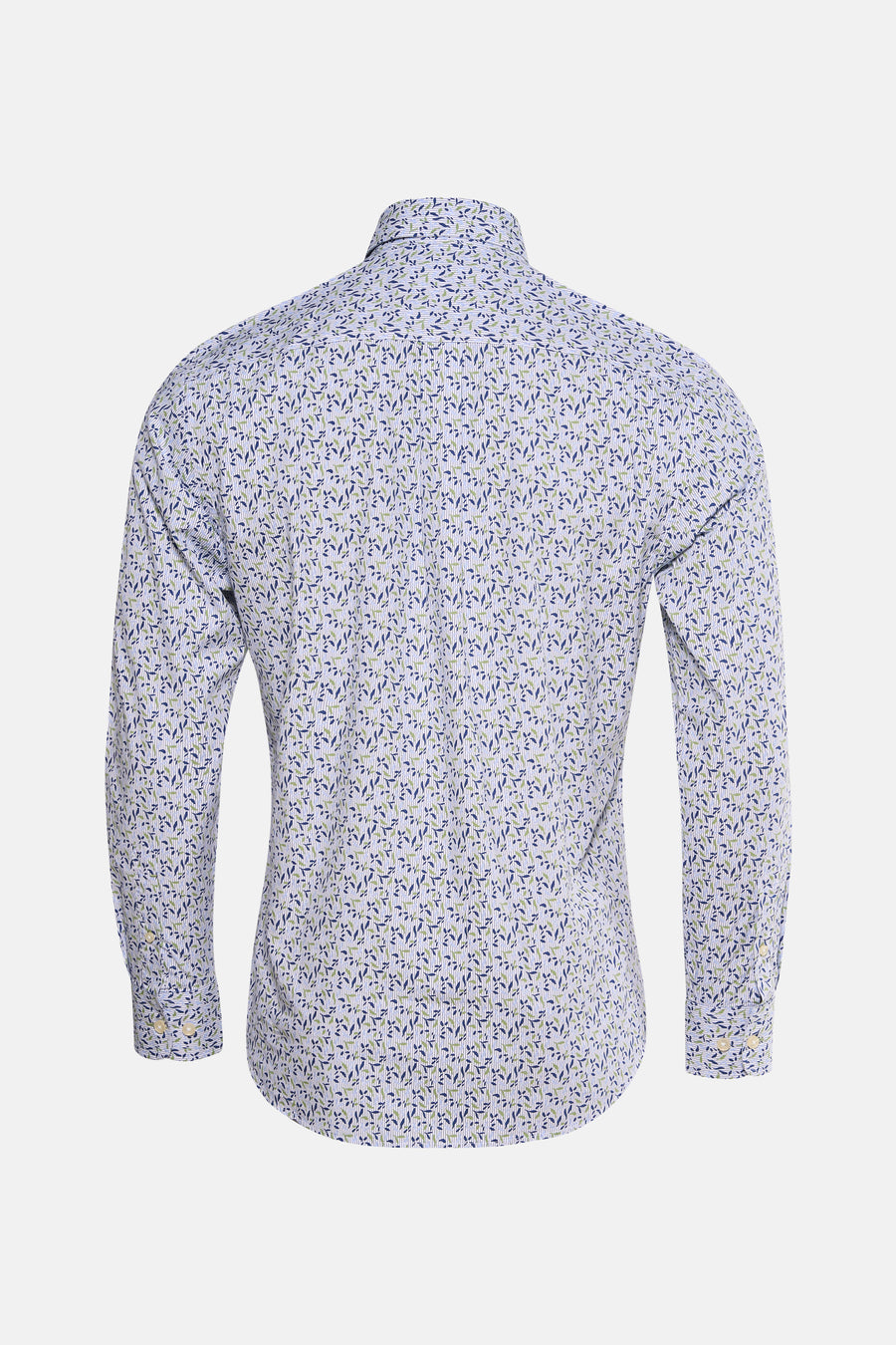 Chemise à manches longues verte de FYNCH-HATTON avec un motif à feuilles et des rayures.