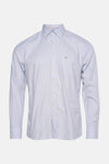 Chemise à manches longues bleue à rayures, de FYNCH-HATTON, avec logo brodé et poche poitrine.