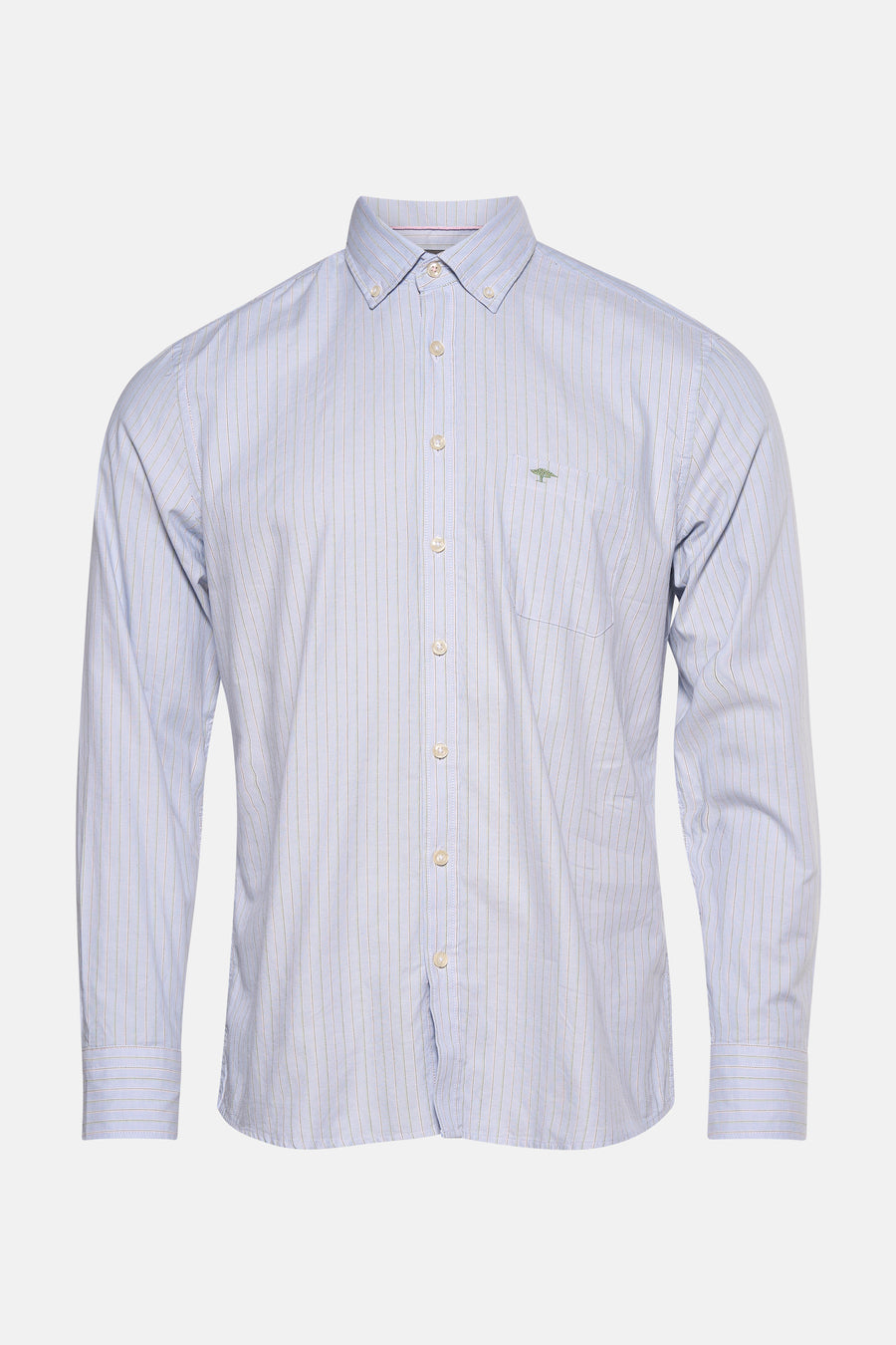 Chemise à manches longues bleue à rayures, de FYNCH-HATTON, avec logo brodé et poche poitrine.