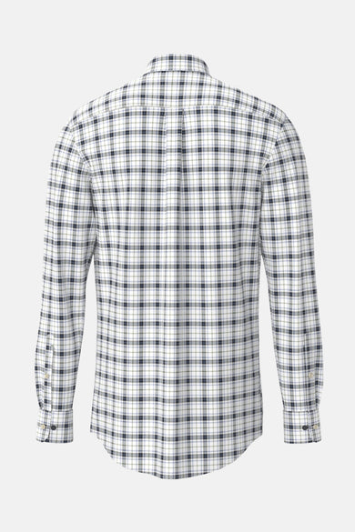 Chemise à manches longues multicolore de FYNCH-HATTON, à carreaux sur fond blanc, vue de dos.