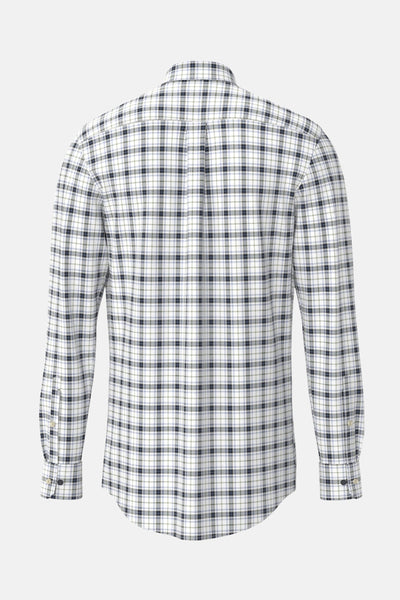 Chemise à manches longues multicolore de FYNCH-HATTON, à carreaux sur fond blanc, vue de dos.