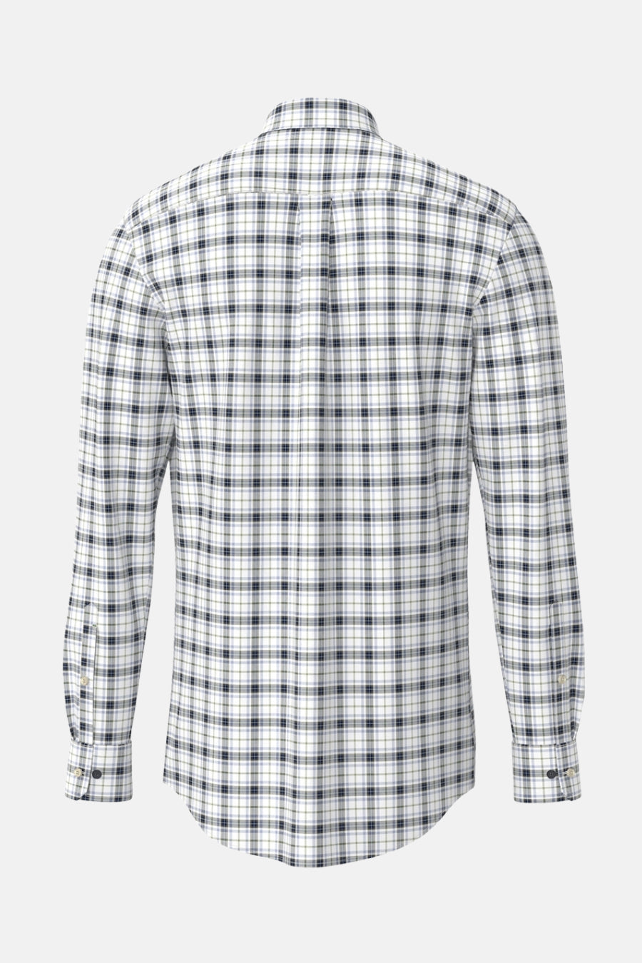 Chemise à manches longues multicolore de FYNCH-HATTON, à carreaux sur fond blanc, vue de dos.