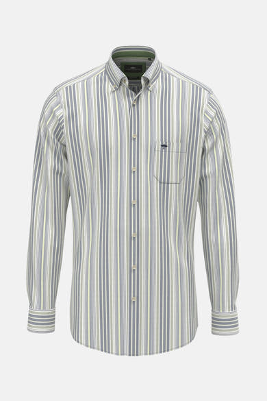 Chemise à manches longues multicolore de FYNCH-HATTON, rayures verticales, poche poitrine avec logo brodé.

