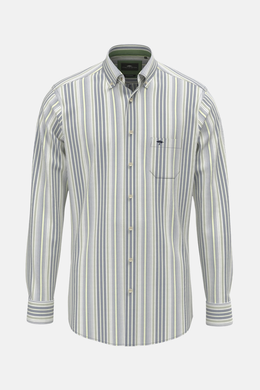 Chemise à manches longues multicolore de FYNCH-HATTON, rayures verticales, poche poitrine avec logo brodé.
