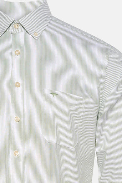 Chemise à manches longues verte à rayures, de FYNCH-HATTON, avec poche poitrine et logo brodé.
