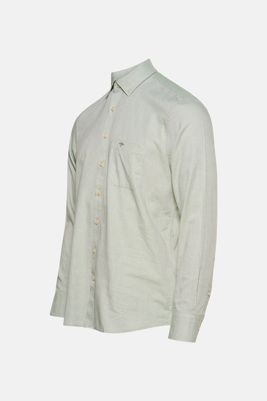 Chemise à manches longues verte de FYNCH-HATTON avec poche poitrine et boutons apparents.