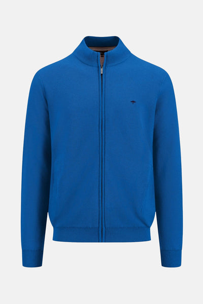 Blauwe bodywarmer van FYNCH-HATTON met ritssluiting en discreet logo.