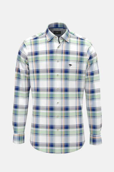 Multicoloree-shirt met lange mouwen van FYNCH-HATTON met een wazig patroon op een witte grond.