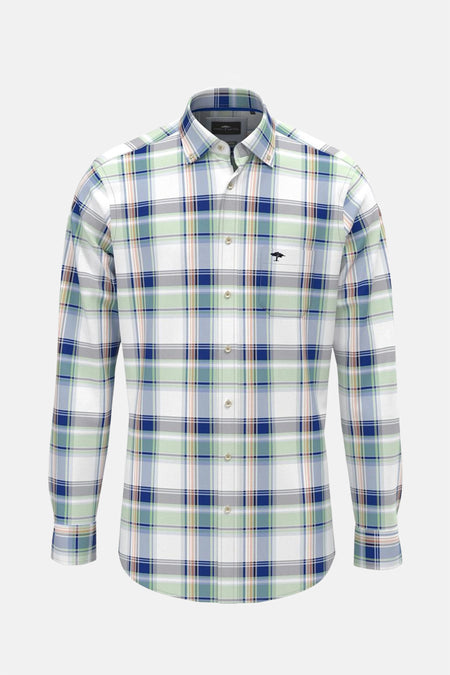 Multicoloree-shirt met lange mouwen van FYNCH-HATTON met een wazig patroon op een witte grond.