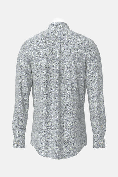 Chemise à manches longues verte de FYNCH-HATTON avec motif à pois sur fond blanc, vue de dos.