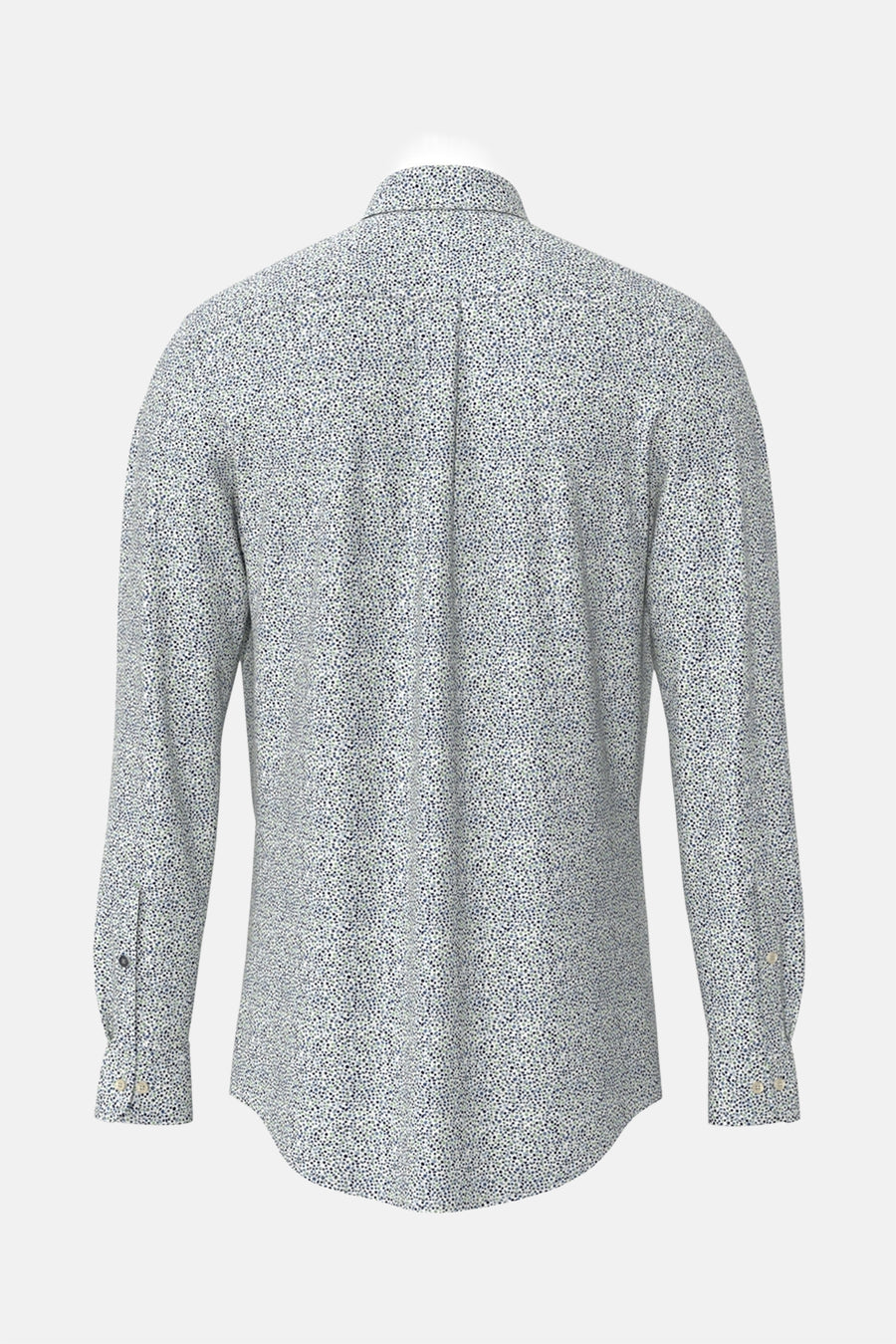 Chemise à manches longues verte de FYNCH-HATTON avec motif à pois sur fond blanc, vue de dos.