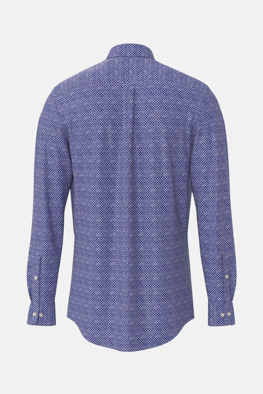 Chemise bleue à manches longues de FYNCH-HATTON, à motif all over et coupe classique, vue de dos.