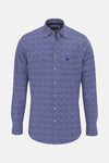 Chemise à manches longues bleue de FYNCH-HATTON avec motif à pois et logo brodé.
