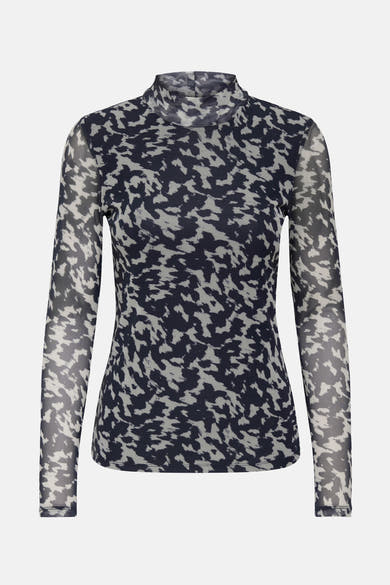 Multikleurige coltrui van ONLY, met een abstract dierenprint op een doorschijnende stof.