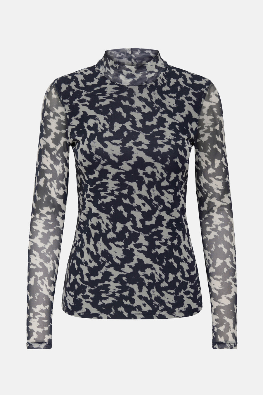 Multikleurige coltrui van ONLY, met een abstract dierenprint op een doorschijnende stof.