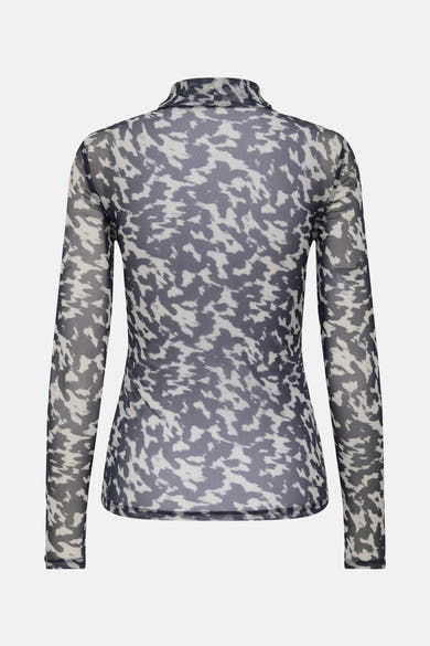 Multikleuren coltrui van ONLY, met een abstract patroon op een doorschijnende stof.