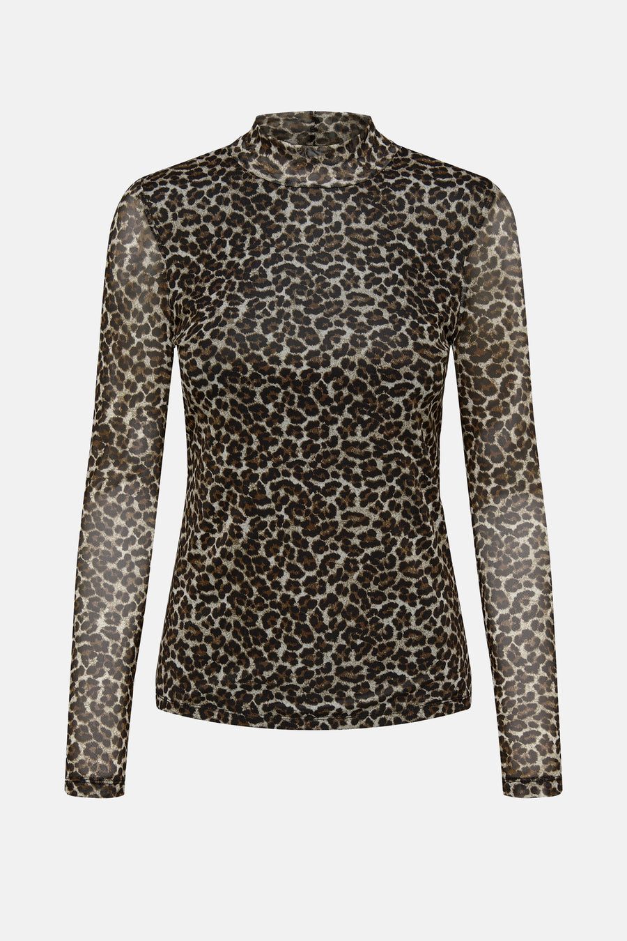 Pull col montant brun en maille par ONLY®, imprimé léopard.
