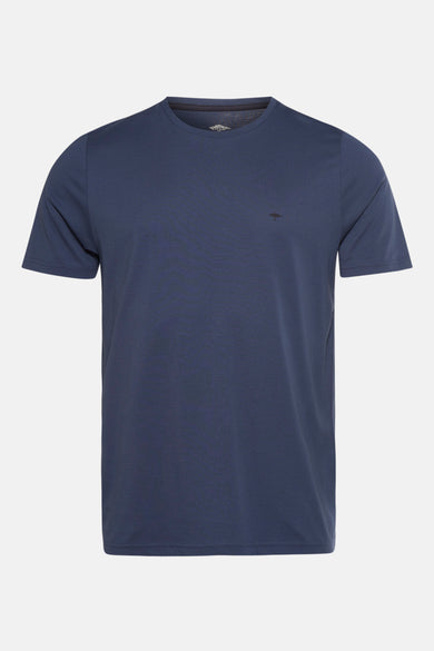 T-shirt à manches courtes bleu de FYNCH-HATTON, avec un petit logo arbre discret.