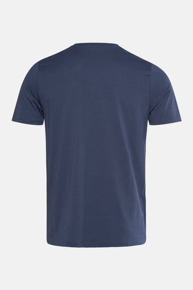 T-shirt à manches courtes bleu de FYNCH-HATTON, uni, vu de dos.

