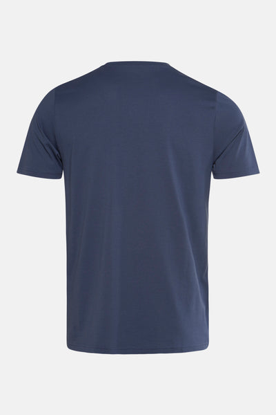 T-shirt à manches courtes bleu de FYNCH-HATTON, uni, vu de dos.
