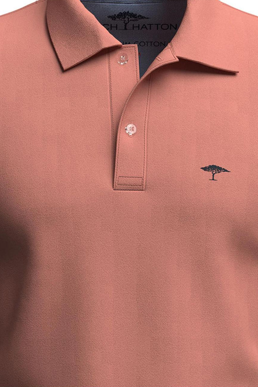 Polo met korte mouwen, perzik van FYNCH-HATTON, met geborduurd boomlogo en knoopsluiting.