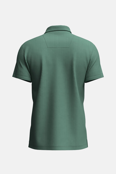 Groen poloshirt met korte mouwen van FYNCH-HATTON, achteraanzicht, met discrete kraag en knoopsluiting.