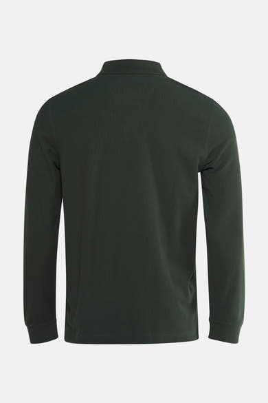 Groen poloshirt met lange mouwen van FYNCH-HATTON, achteraanzicht, met klassieke kraag.
