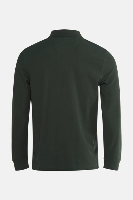 Groen poloshirt met lange mouwen van FYNCH-HATTON, achteraanzicht, met klassieke kraag.