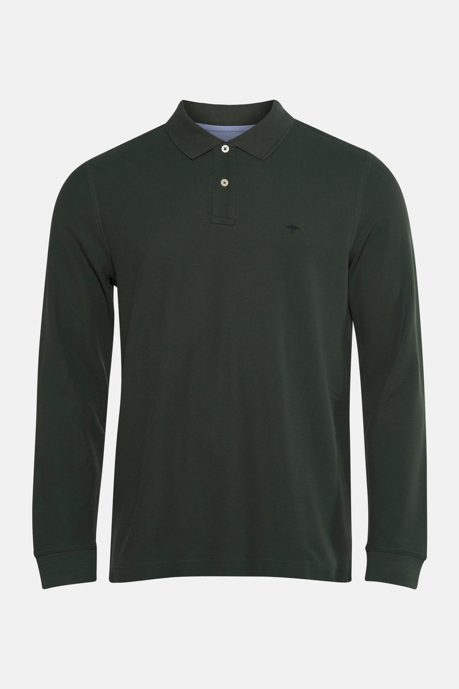 Groen poloshirt met lange mouwen van FYNCH-HATTON, met knoopsluiting en discreet logo op de borst.