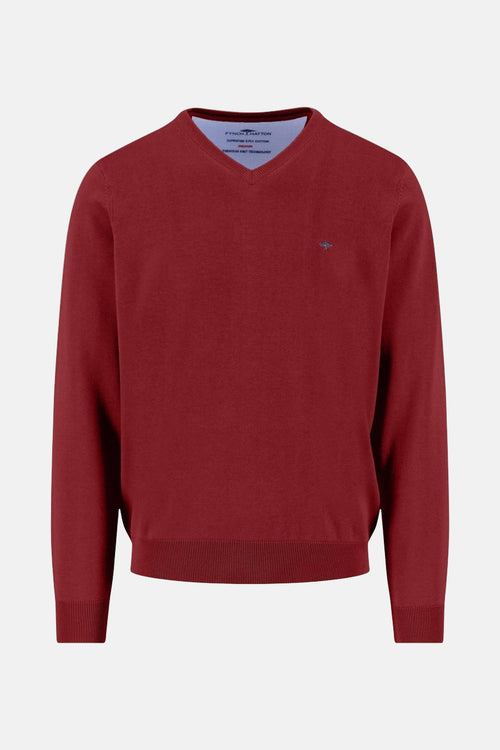 Pull met V-hals - rood