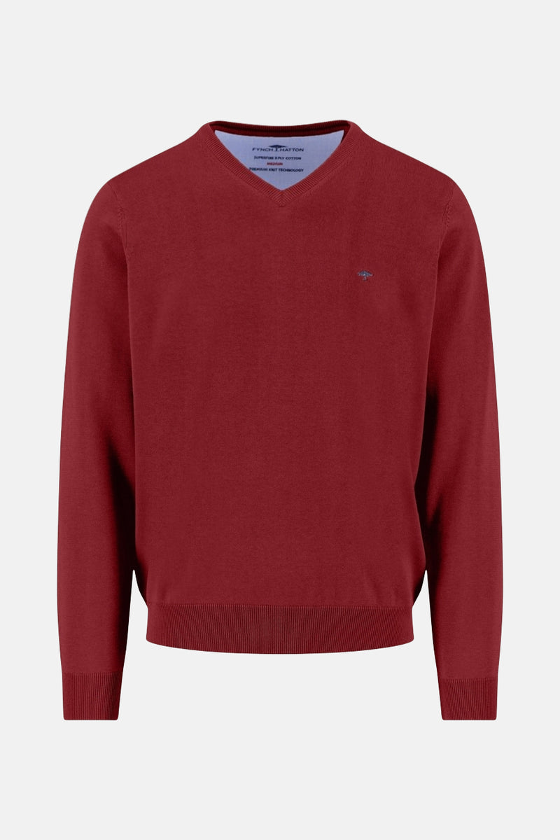 Pull met V-hals - rood