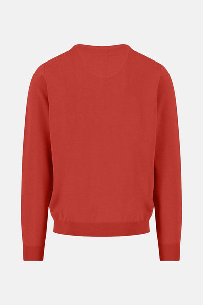 Pull à col en V rouge de FYNCH-HATTON, vue arrière sur fond clair.