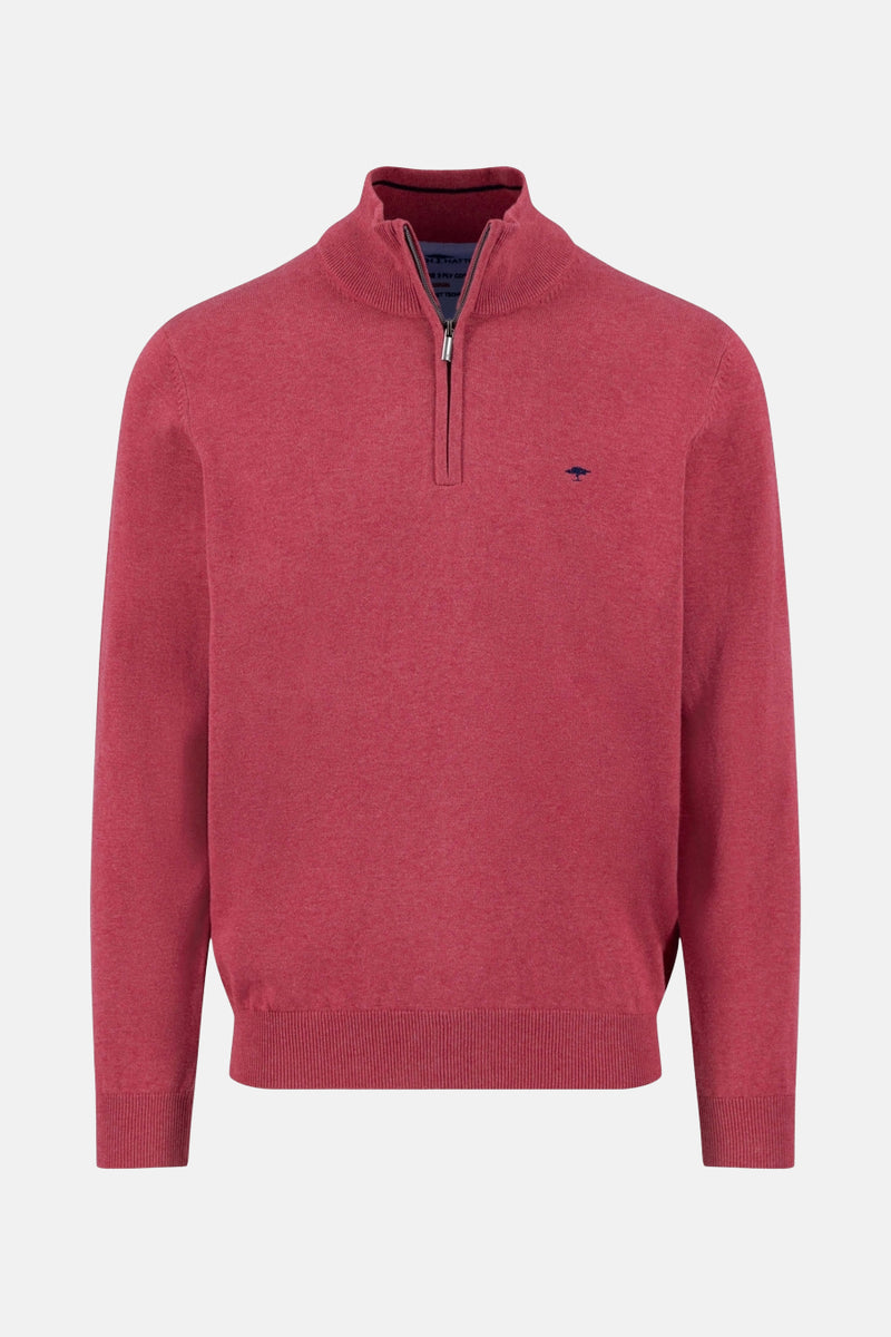 Rode trui met ronde hals van FYNCH-HATTON met ritssluiting en geborduurd logo.