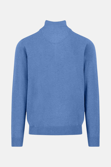 Ronde hals trui blauw van FYNCH-HATTON, achterzijde, in textuurgebreid.