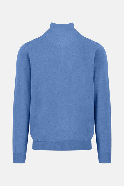 Ronde hals trui blauw van FYNCH-HATTON, achterzijde, in textuurgebreid.