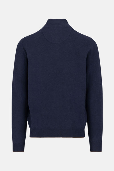 Pull à col roulé bleu de FYNCH-HATTON, vue arrière, en maille texturée.