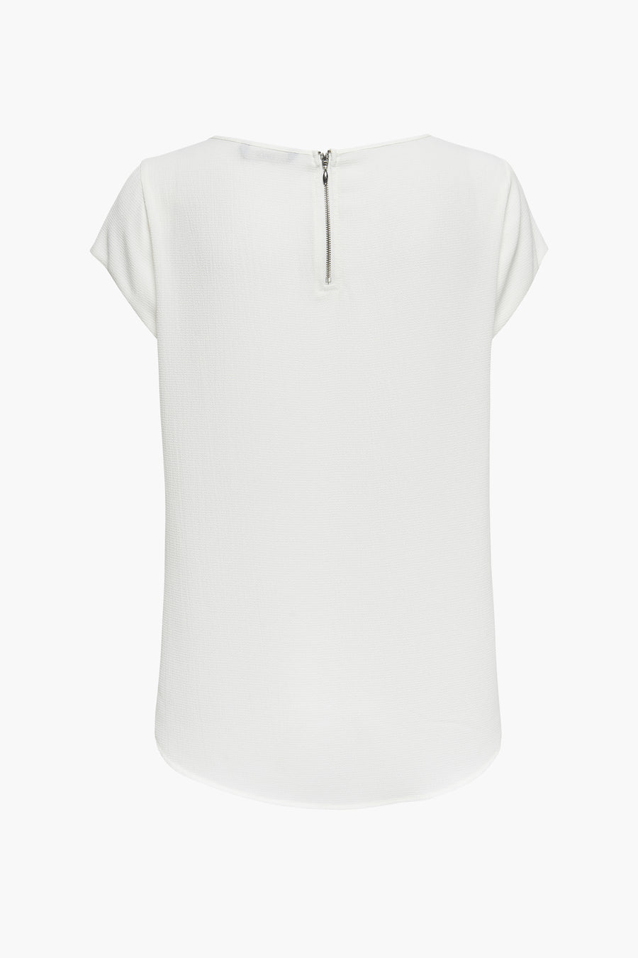 Crèmekleurige blouse met korte mouwen van ONLY, met een zilverkleurige ritssluiting aan de achterkant.