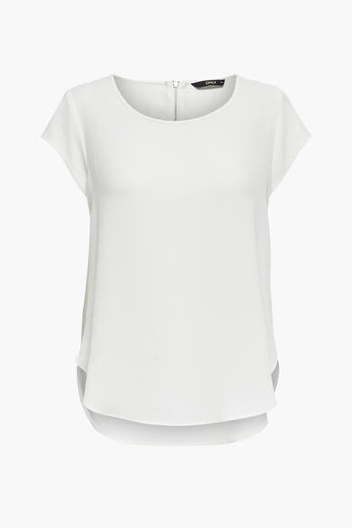 Ecru blouse met korte mouwen van ONLY, met onopvallende ritssluiting aan de achterkant.