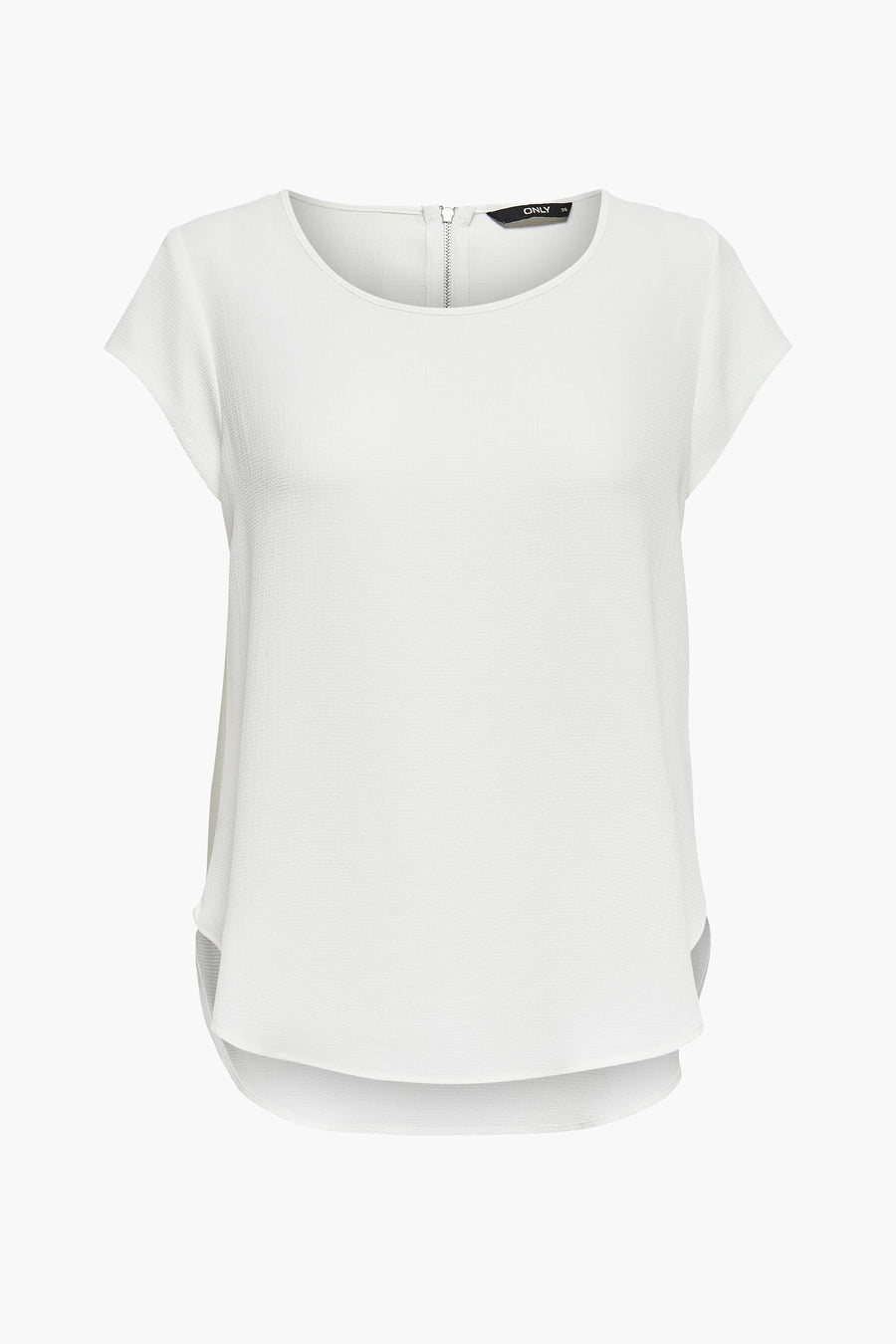 Ecru blouse met korte mouwen van ONLY, met onopvallende ritssluiting aan de achterkant.