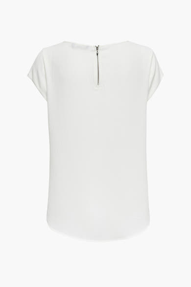 Ecru blouse met korte mouwen van ONLY, met een zichtbare ritssluiting op de rug.