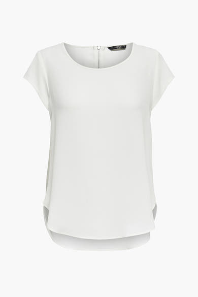 Ecru blouse met korte mouwen van ONLY, met zichtbare ritssluiting op de rug en afgeronde zoom.